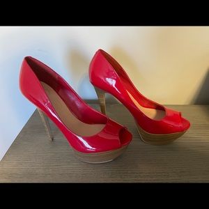 HOT Jessica Simpson Red Peep Toe Stilettos! 7.5